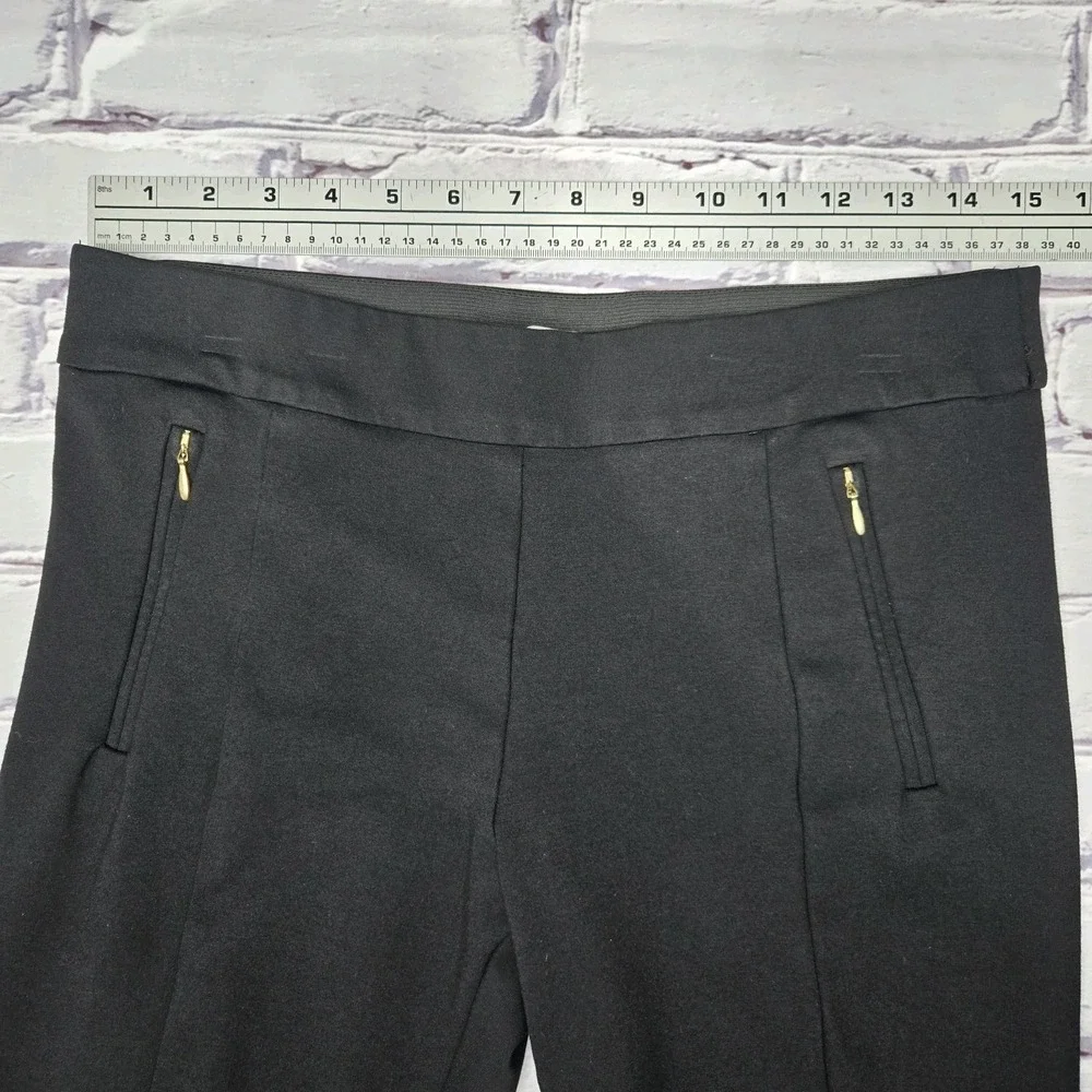 Black Linen Blend Pants Tapered Leg Mid-Rise Waist Casual Women Sz 10‎ Black